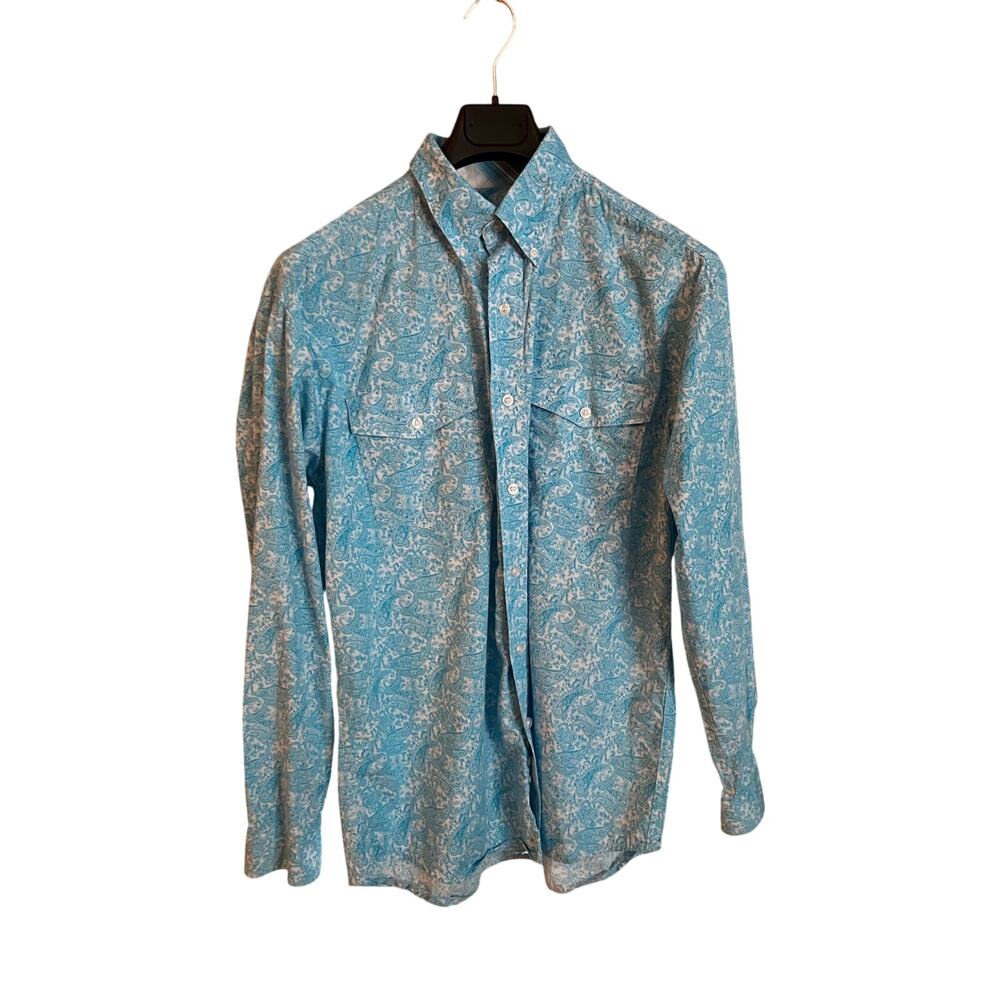 Roper Men's Shirt Western Button Down Blue White Medium Long Sleeve Cowboy